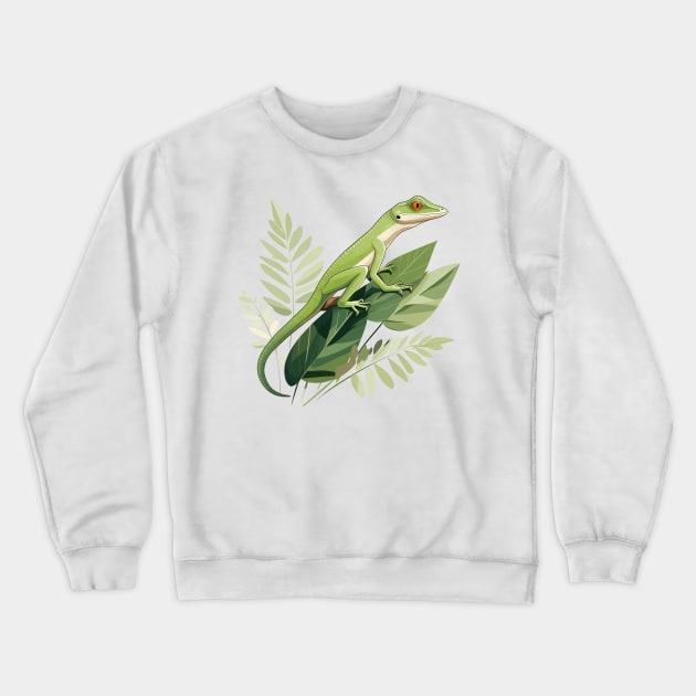 Green Anole Crewneck Sweatshirt by zooleisurelife